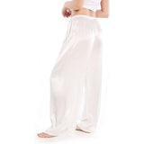 Womens Silk Pajama Pants Wide Leg Loose Pure Silk Bottoms White XS