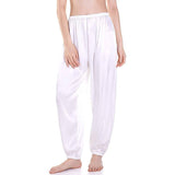 Womens Silk Pajama Pants Wide Leg loose Casual Silk Pants White XS