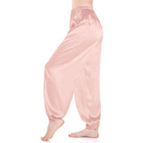 Womens Silk Pajama Pants Wide Leg loose Casual Silk Pants Rosy Pink XS