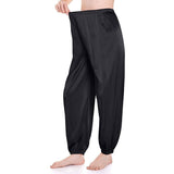 Womens Silk Pajama Pants Wide Leg loose Casual Silk Pants Black XS