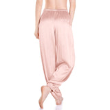 Womens Silk Pajama Pants Wide Leg loose Casual Silk Pants Rosy Pink XS