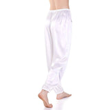 Womens Silk Pajama Pants Wide Leg loose Casual Silk Pants White XS