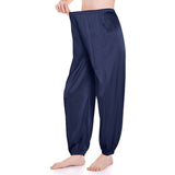 Womens Silk Pajama Pants Wide Leg loose Casual Silk Pants Navy Blue XS