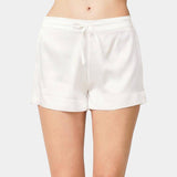 Womens Silk Pajamas Shorts 100% Pure Drawstring Silk Shorts White XS