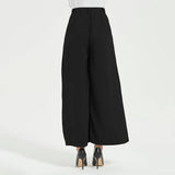 Womens Silk Pants High Waist Loose Silk Trousers With Pockets Black XS