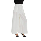 Womens Silk Pants High Waist Loose Silk Trousers With Pockets White XS