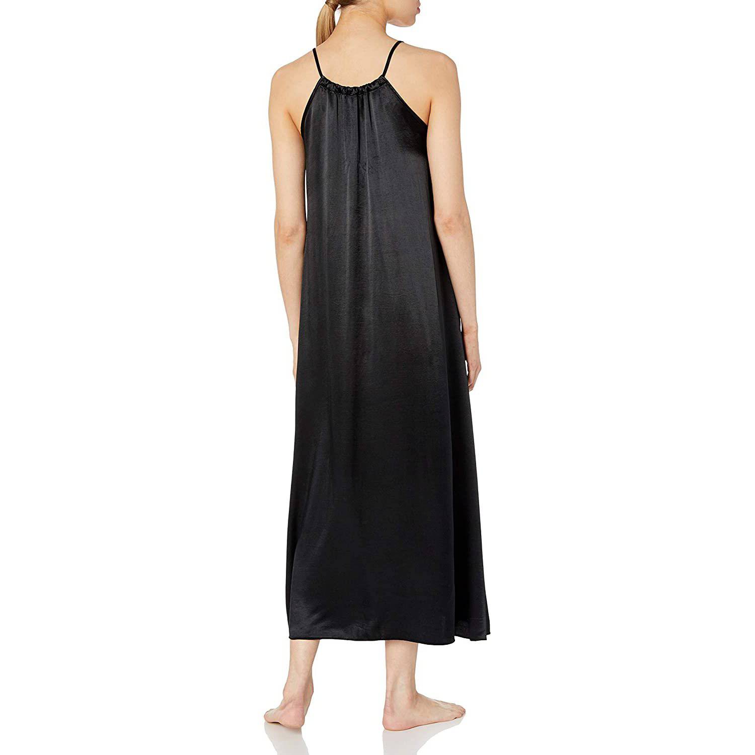 Women's Sleeveless Scoop Neck 100% Pure Silk Nightdress Navy Blue XS