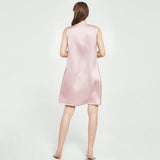 Womens Sleeveless Silk Nightgown Pleated Front Silk Night Gowns Rosy Pink XS
