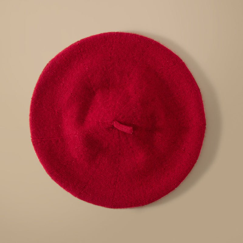 Womens Pure Cashmere Winter Beret Hat Cashmere Painter Hat Red M