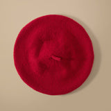 Womens Pure Cashmere Winter Beret Hat Cashmere Painter Hat Red M