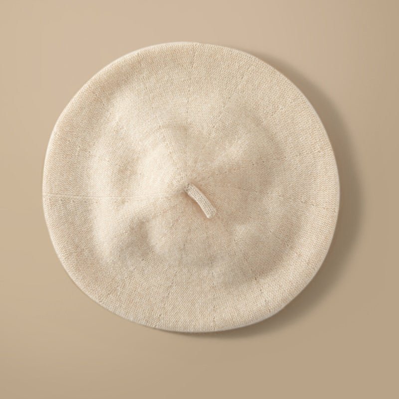Womens Pure Cashmere Winter Beret Hat Cashmere Painter Hat Beige M