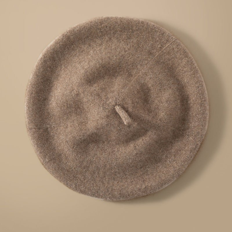 Womens Pure Cashmere Winter Beret Hat Cashmere Painter Hat Taupe M
