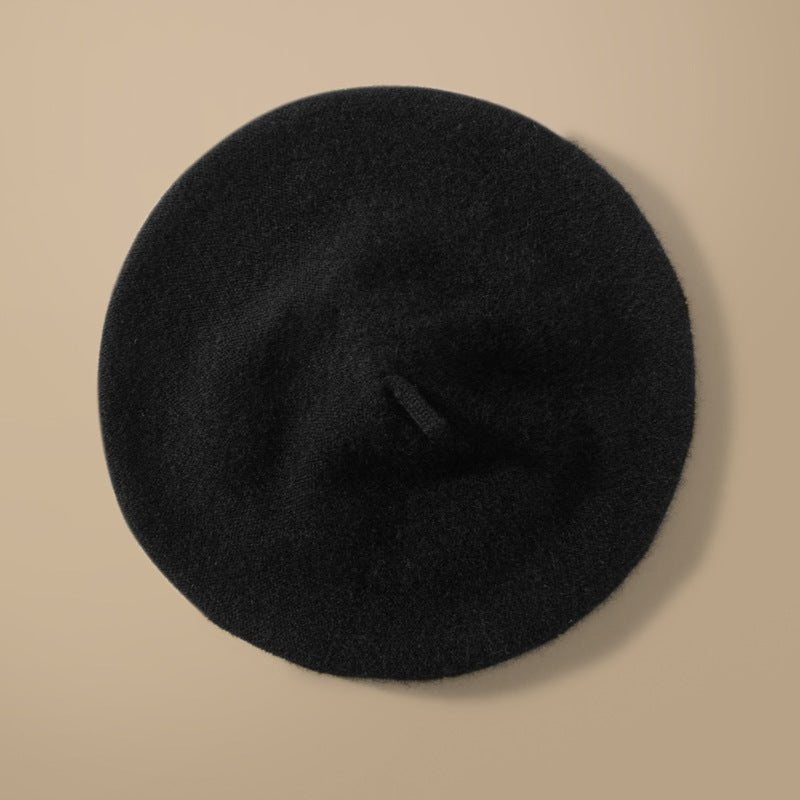 Womens Pure Cashmere Winter Beret Hat Cashmere Painter Hat Black M
