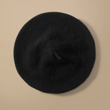 Womens Pure Cashmere Winter Beret Hat Cashmere Painter Hat Black M