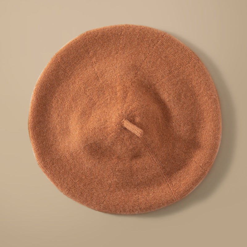 Womens Pure Cashmere Winter Beret Hat Cashmere Painter Hat Pumpkin M