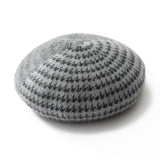 Pure Pure Cashmere Houndstooth Beret Checkered Cashmere Painter Hat Gray M