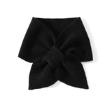 Cashmere Bow - Tie Knit Scarf Women Pull Through Cashmere Neck Warmer Black M