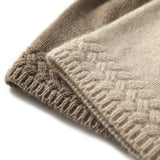 Womens Braided Cashmere Beanie Cashmere Cable Knit Hat Ribbing Edge Taupe M