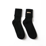 Cashmere Ribbed Crew Socks Warm Fluffy Mid - Calf Cashmere Socks Black M
