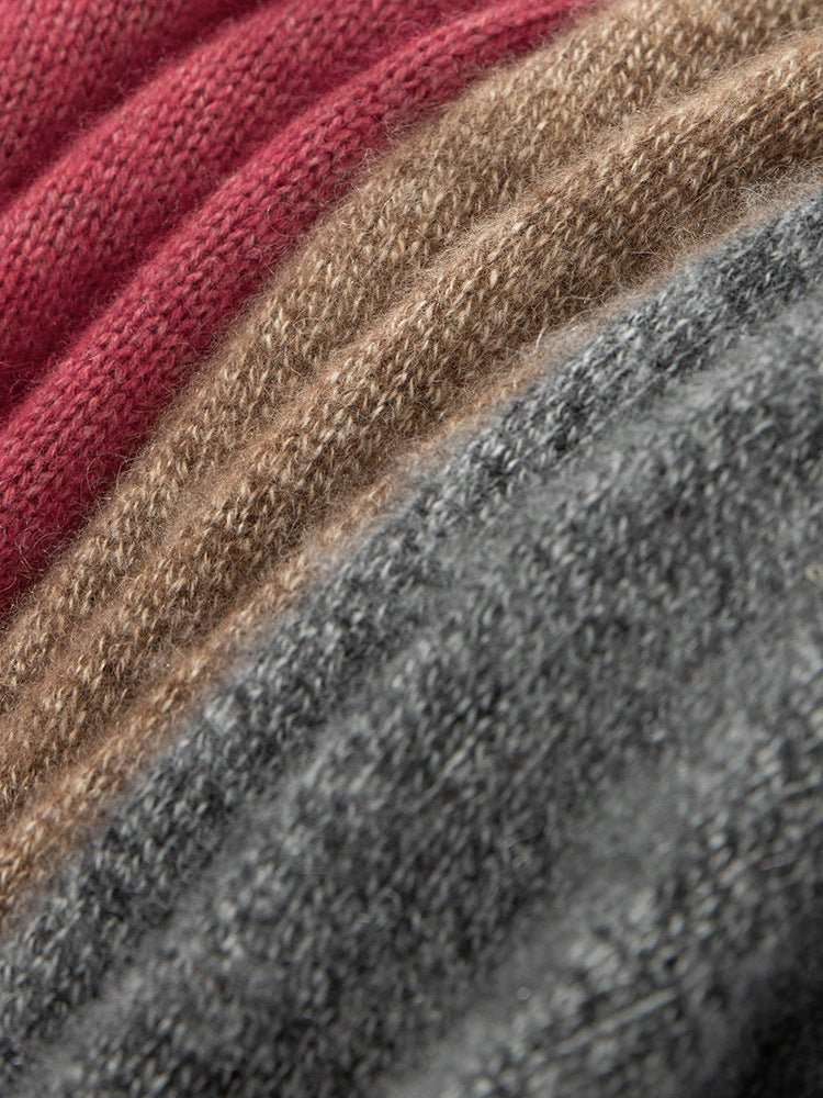 Soft Fuzzy Cashmere Sweater Crew Neck Cashmere Pullover Tops For Women Claret XS