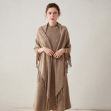 Womens Cashmere Wrap Cashmere Scarf With Tassels Cashmere Bandana Taupe L