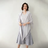 Womens Cashmere Wrap Cashmere Scarf With Tassels Cashmere Bandana Beige L