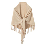 Womens Cashmere Wrap Cashmere Scarf With Tassels Cashmere Bandana Beige L