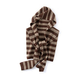Womens Striped Cashmere Hooded Scarf Cashmere Knit Wrap with Hoodie Camel M