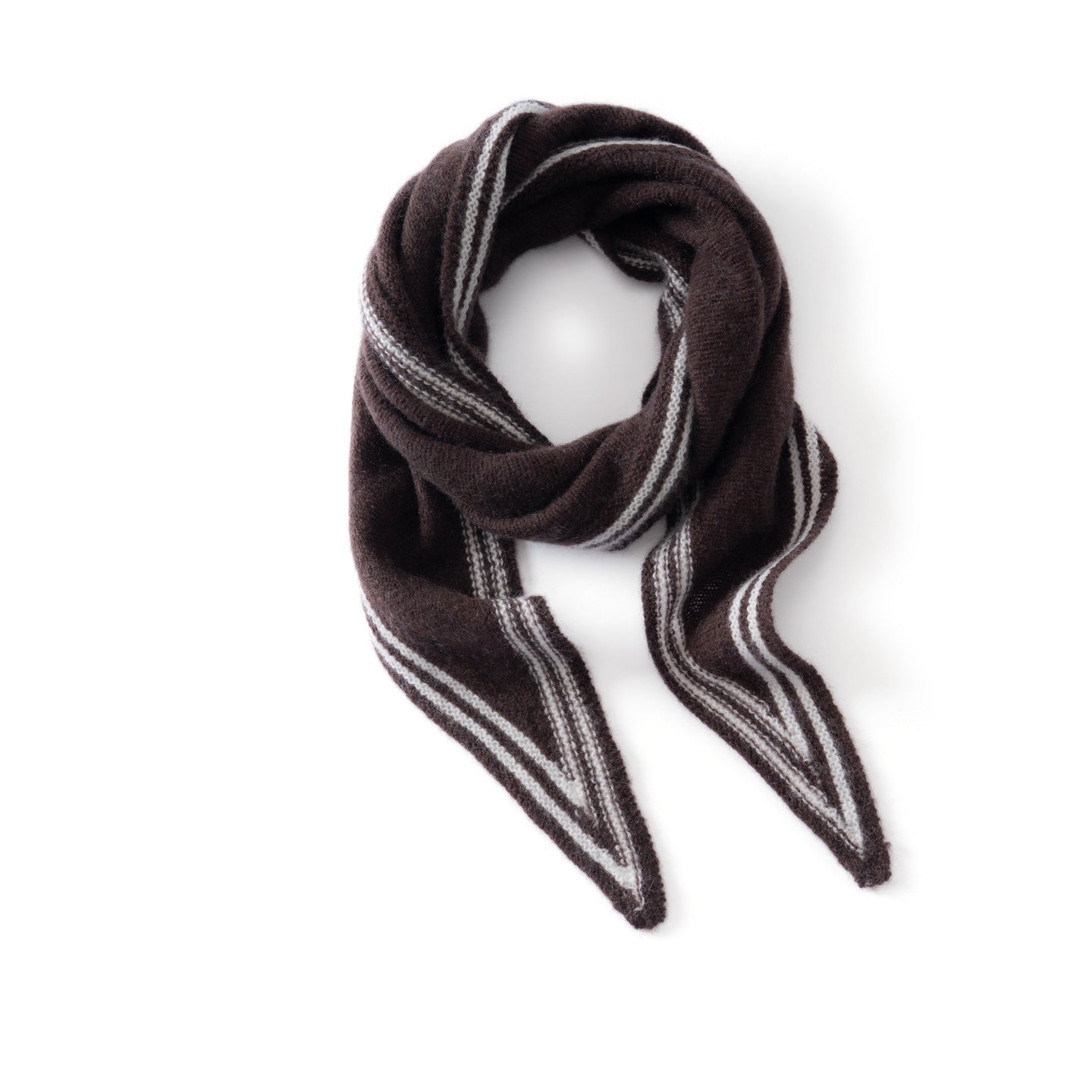 Womens Striped Cashmere Triangle Scarf Soft Knit Cashmere Neck Scarf Brown S