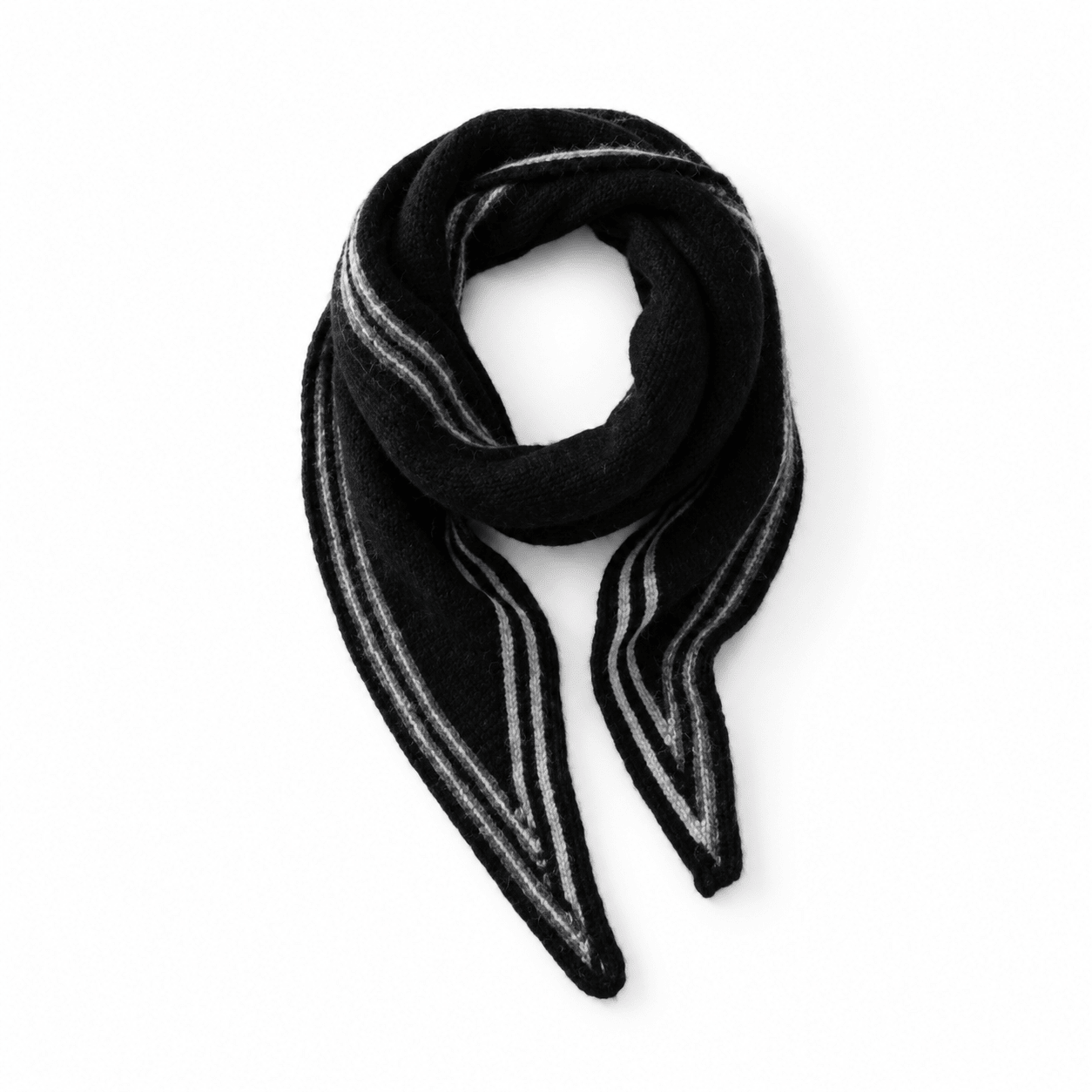 Womens Striped Cashmere Triangle Scarf Soft Knit Cashmere Neck Scarf Multi Colors Black One Size