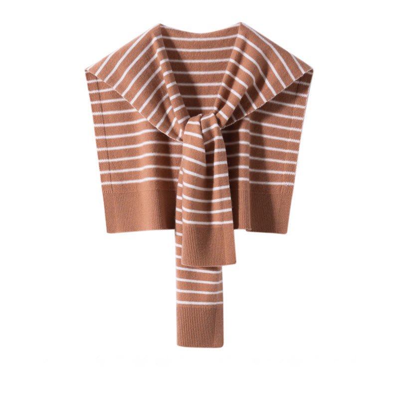 Womens Striped Pashmina Shawls and Wraps Cashmere Shoulder Cape Camel M