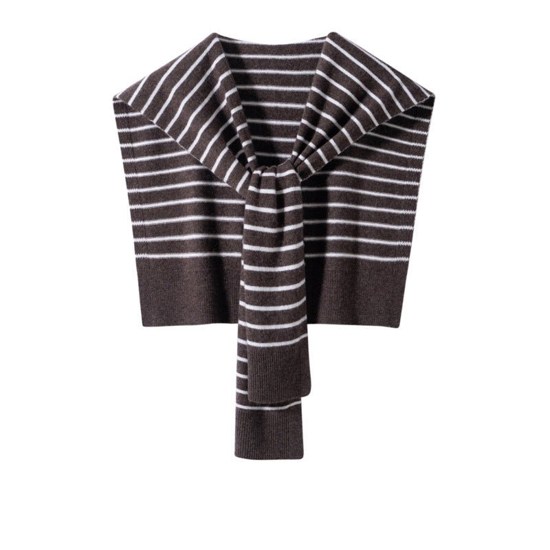 Womens Striped Pashmina Shawls and Wraps Cashmere Shoulder Cape Coffee M