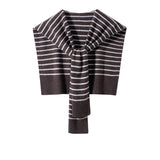 Womens Striped Pashmina Shawls and Wraps Cashmere Shoulder Cape Coffee M