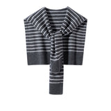 Womens Striped Pashmina Shawls and Wraps Cashmere Shoulder Cape Grey M