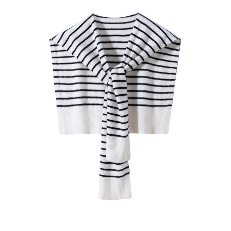 Womens Striped Pashmina Shawls and Wraps Cashmere Shoulder Cape White M