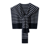Womens Striped Pashmina Shawls and Wraps Cashmere Shoulder Cape Black M
