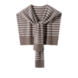 Womens Striped Pashmina Shawls and Wraps Cashmere Shoulder Cape Taupe M
