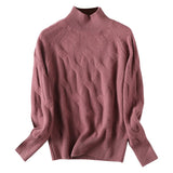 Womens Turtle Neck Cashmere Sweater Cashmere Knitted Pullover Fuchsia XS