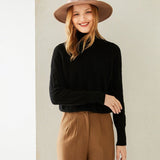 Womens Turtle Neck Cashmere Sweater Cashmere Knitted Pullover Black XS