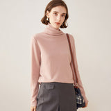 Womens Turtleneck Pure Cashmere Sweater Cashmere Tops Pink XS