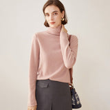 Womens Turtleneck Pure Cashmere Sweater Cashmere Tops Pink XS