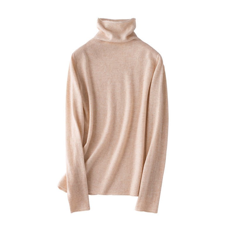 Womens Turtleneck Pure Cashmere Sweater Cashmere Tops Camel XS