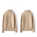 Womens Cashmere Turtleneck Sweater Diamond Knit Long Sweater Beige XS
