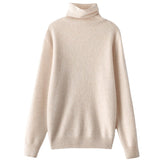 Womens Turtleneck Cashmere Sweater Pile Collar Cashmere Pullover Ivory XS