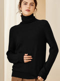 Womens Turtleneck Cashmere Sweater Cashmere Knitted Pullover Black XXL