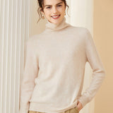 Womens Turtleneck Cashmere Sweater Cashmere Knitted Pullover Taupe XXL