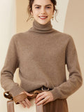 Womens Turtleneck Cashmere Sweater Cashmere Knitted Pullover Taupe XXL