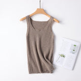 Womens Ribbed Knit Cashmere Vest Sleeveless Cashmere Tank Top Taupe XS