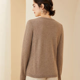 Womens V - Neck Cashmere Sweater Long Sleeve Warm Cashmere Sweater Taupe XS