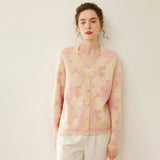 Womens Vintage - Inspired Knit Cashmere Cardigan Sweetheart Sweater Coat Pink XS